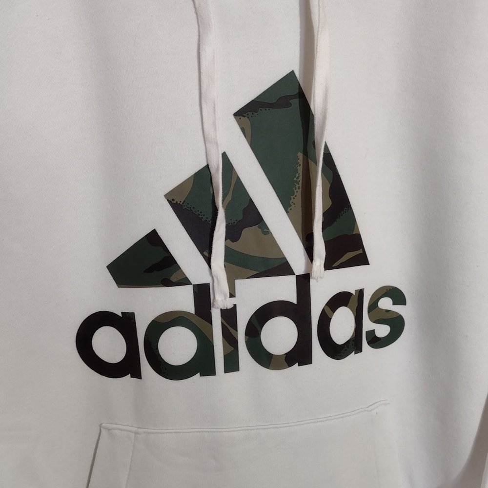 Adidas Camo Logo Hoodie Sweatshirt Size S Womens White - Picture 2 of 13